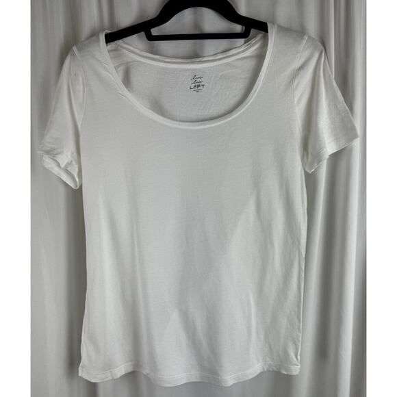 Ann Taylor LOFT Soft Short Sleeves T-Shirt, White, Sz: M, 56-21 - Picture 5 of 15
